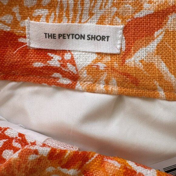 NWT Wmns LOFT Linen Blend Orange White Novelty Seashell Print Peyton Shorts Sz 4 - Picture 8 of 10